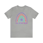 All Star Mom Pink Heart T-Shirt | Rainbow Mom Tee |  Bella Canvas 3001 Unisex |  Mother Short Sleeve Tshirt