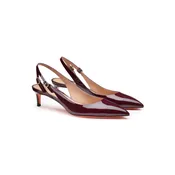 Adri Patent Leather Mid-Heel Slingback in Burgundy