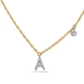 Initial Necklace with Diamond Dangle — Santisi & Bove