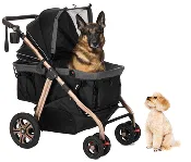 ♻️ Factory Refurnished - HPZ™ PET ROVER TITAN HD Premium Super-size Stroller SUV for Small/Medium/Large/X-Large Dogs, Cats and Pets (Black)