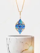 14KT Rose Gold Diamond Pendant with Inlay
