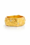 Applique Wildflower Diamond Yellow Gold Band