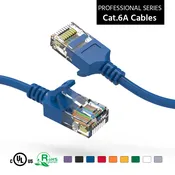 0.75Ft CAT6A UTP Slim Ethernet Network Booted Cable 28AWG Blue (Part Number – ATDS100270BL)