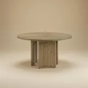 Adina Round Wood Coffee Table Distressed Light Brown