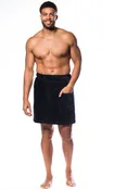 100% Cotton Men Black Terry Velour Cloth Body Wrap, Bath Towel Wrap
