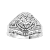 LADIES BRIDAL RING SET 1/2CT ROUND DIAMOND 14K WHITE GOLD