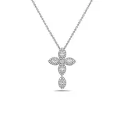 Charles Krypell 18k White Gold Marquise and Round Diamond Cross Pendant Necklace