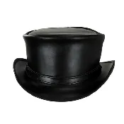 Black Leather Top Hat | Black Hat