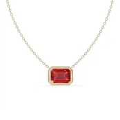 10k Yellow Gold Bezel-Set Garnet Necklace