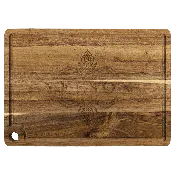13 3/4″ x 9 3/4″ Acacia Cutting Board with Drip Ring and Corner Hole