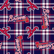 Atlanta Braves MLB Baseball Plaid Fabric Traditions 58-60 inches wide Polyester FLEECE Fabric MLB-6620-B