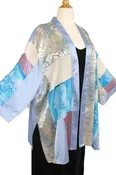 Dressy Kimono Jacket Artwear Rose Silver Turquoise Size 30/32
