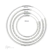 3mm Thick Rhodium Finished Diamond Faceted Hoops