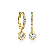 1.00 ct. t.w. Bezel-Set Lab-Grown Diamond Huggie Hoop Drop Earrings in 18kt Gold Over Sterling