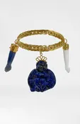 14k Flat Curb Link Bracelet With (2) Agate