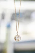 14KYG Half Moon Round Dia (13/.15ctw) Pendant 18" Box Chain Necklace