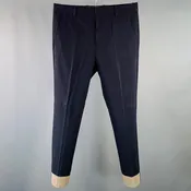 3.1 PHILLIP LIM Size 32 Navy Taupe Twill Viscose Blend Contrast Trim Dress Pants