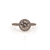 14K White Gold and Diamond Halo Engagement Ring