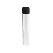 116mm Clear Glass Blunt Tube w/ Plastic Black Cap - (100 - 50,000 Count)