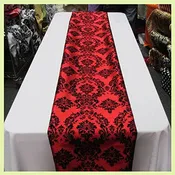 Damask Flocked Taffeta Table Runners – 4-Pack, 14″ x 108″