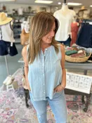Blue Haze Striped Button-Front Tank FINAL SALE!