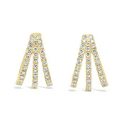 14K Yellow Gold Triple Hoop Diamond Earrings