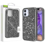 Airium Encrusted Rhinestones Hybrid Case for Apple iPhone 12 mini - Electroplated Gun Metal / Iron Gray
