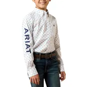 Ariat Boy's White Team Emory Long Sleeve Shirt