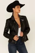 Black Star Studded Leather Jacket