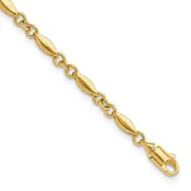 10K Diamond-Shaped & Cable Link Bracelet