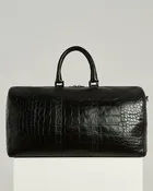 BLACK ALLIGATOR LEATHER DUFFLE BAG