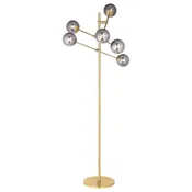 62-inch Molecular Smoked Orb Metal Floor Lamp Gold