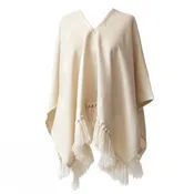 Cropped Fringe Alpaca Poncho