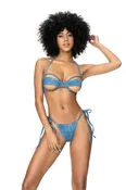 Blue Chambray Underwired Two-Piece Swimsuit with Thong Bottom