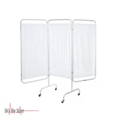3 Panel Privacy Screen with Casters, White Vinyl