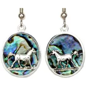 Abalone Inlay Silver-Plated Horse Earrings