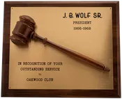 10" x 12" Walnut Plaque, Large Engravable Brass Plate and Gavel