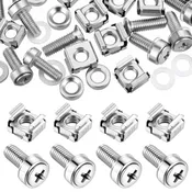 100 Pack Kickass Rack Mount Cage Nut Hardware Kit Featuring Tough M6 X 20mm Stainless Steel Screws And Washers For Sturdy Server Cabinet And Router Rig Setups That Lock Secure Every Time