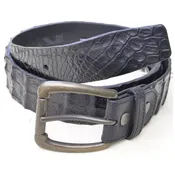 Caiman Crocodile Game Skin Belt - Black