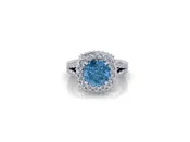 Aquatica Blue Topaz & Diamond Halo Ring (2.68cttw.)