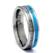 Titanium Antler ring With Turquoise Inlay, 6mm Comfort Fit Wedding Band