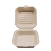 6" x 6" x 3" Wheat Straw Hinged Lid Container
