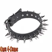 1 ROW 1" SPIKES CHOKER 100% LEATHER (CK105)