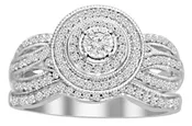 LADIES BRIDAL RING SET 1/2 CT ROUND DIAMOND 14K WHITE GOLD
