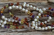 4mm Navratna: warm tones - Garnet, Peridot, Pearls and more ... plus Gold-Filled
