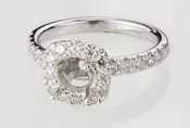 Cushion Halo Round Diamond Engagement Ring - .72 carats