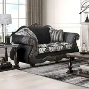 Black Traditional Camel-Back Loveseat for 2
