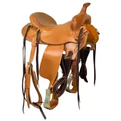 15.5" McLite All-Around Trail Saddle with Padded Seat, Light Oil with Carlos Border Tooling - #A174726