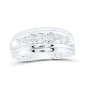 10kt Gold Mens Round Diamond Channel-Set Band 1 Cttw