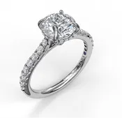 14WG Diamond Engagemet Ring with Hidden Halo